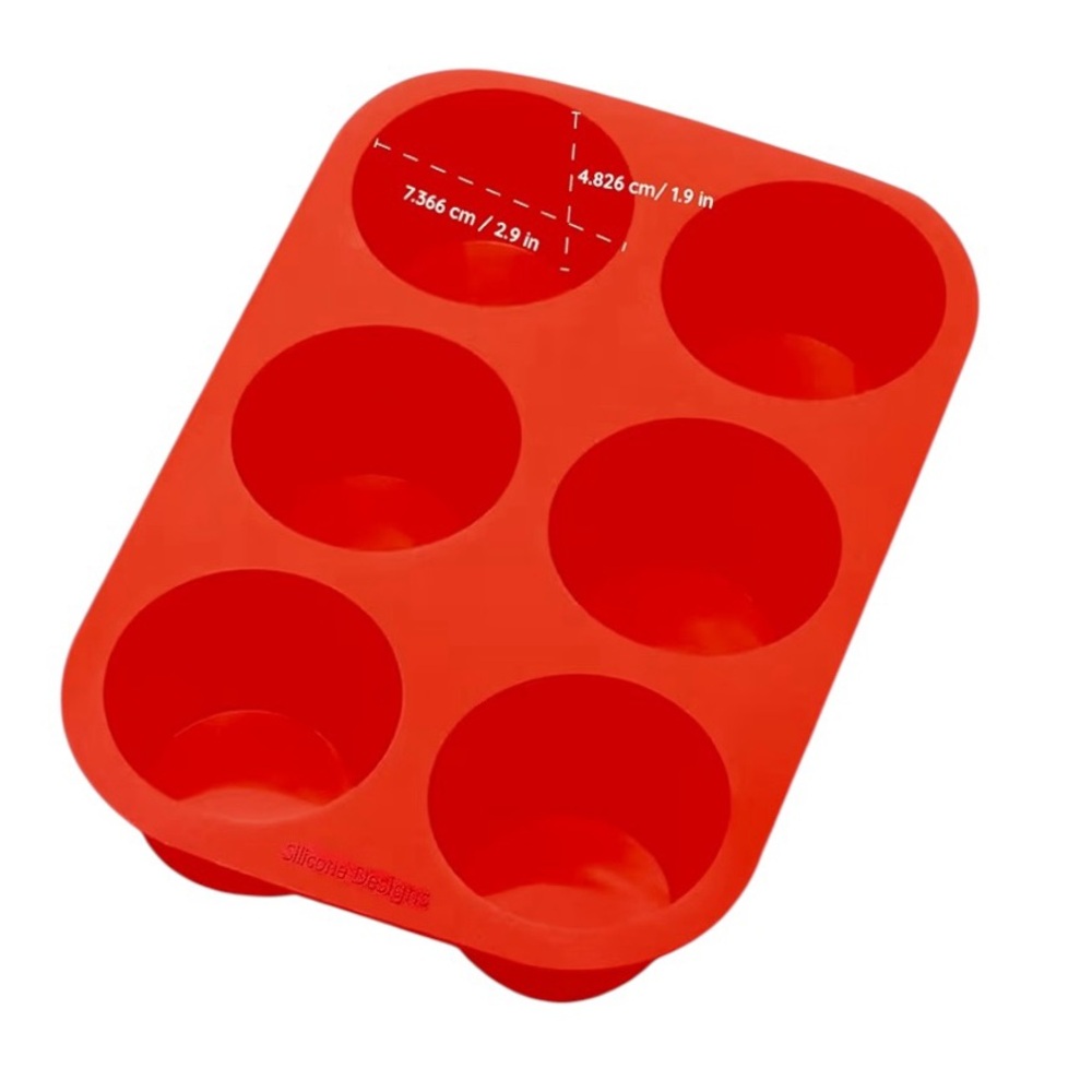 Kitchen HQ Silicone Muffin Pan Red Jumbo BPA-Free Non-Stick Cupcake Maker - Picture 4 of 7